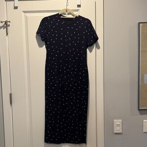 Navy blue floral, maternity dress small pee in the pod
